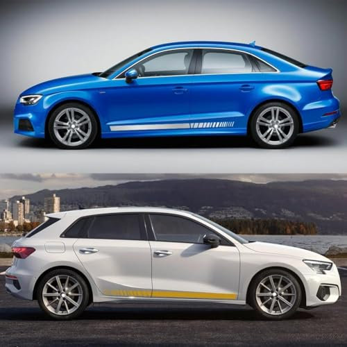 WuYyyyy Auto Seitenschweller Aufkleber für Audi A3 8P 8V 8L 8Y S3 RS3 AutotüR Seite Vinyl Sticker Auto Dekoration Styling Accessories.,C-Yellow