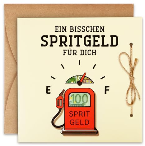 TUZELIYA Tankgutschein Führerschein Bestanden Geschenk Grußkarten 15 x 15 cm mit Umschlägen - Spritgeld Verpackung für Geldgeschenke Geburtstag - Geschenke zum Führerschein