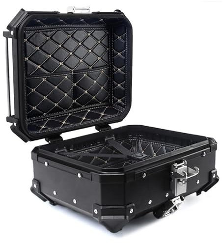 Cachpib 28L Aluminum Alloy Waterproof Motorbike Top Case with Security Lock and 4 Reflective Stickers