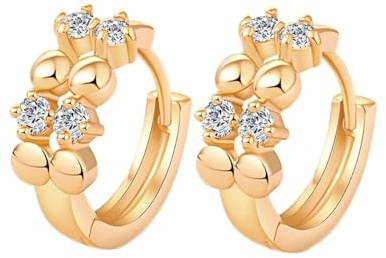 AMDXD Ohrstecker Damen Vintage Gelbgold 14K Au585, Hoop Creole Creolen mit Moissanit, 585 Gold Ohrstecker Jungs Echt Goldschmuck