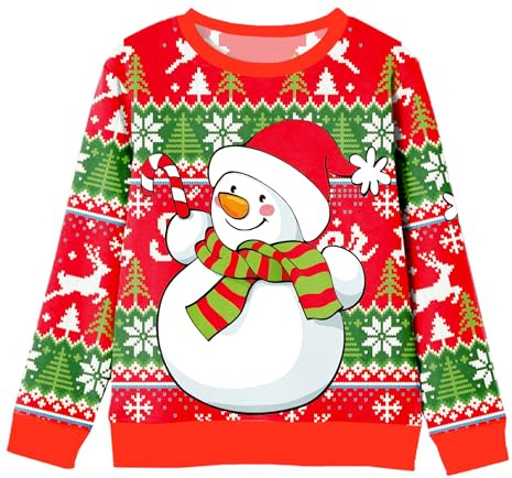 Arankhiger Unisex Kinder Weihnachten Sweatshirts Lange Ärmel Xmas Print Pullover 116-164