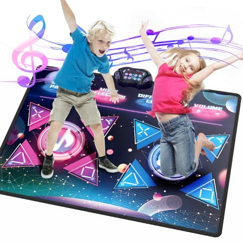 Euakee Doppelt Tanzmatte für Mädchen，Tanzmatte für Kinder ab 3 4 5 6 7 8 9 10 11 12 Jahre, Musikalische Tanzmatte mit 2 Wettbewerbsfähigen Modi,12 Spielen, Ideale Geburtstags Geschenke für Mädchen