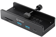 ORICO Alluminio USB 3.2 Hub Clip con Puerto PD 60W, 10Gbps 6 Puertos Distribuidor USB con 2 Tipo A 3.2 y 1 Tipo C3.2, SD/TF 3.0, AUX, Cable de 100cm por Monitor, Escritorio