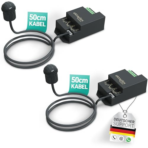 Oktaplex Lot de 2 Jana détecteur Infrarouge encastrable extérieur 360° | infrarouge à 360° avec portée de 4 m et indice IP65/IP20, orientable avec détecteur crépusculaire pour montage encastré
