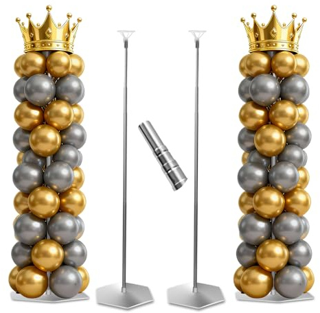 Lnopever Ballonsäulenständer Kits,4 Sets 45cm bis 2m Höhenverstellbare Ballonständer,Ballonsäulenständer Set mit Basen,für Hochzeit Geburtstag Party Tischdekorationen und Bodendekoration