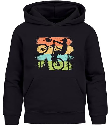 MoonWorks® Kinder Hoodie Jungen Mädchen BMX Bike Wheelie Stunt Motiv Fahrradfahrer Geschenk für Jungen Mädchen