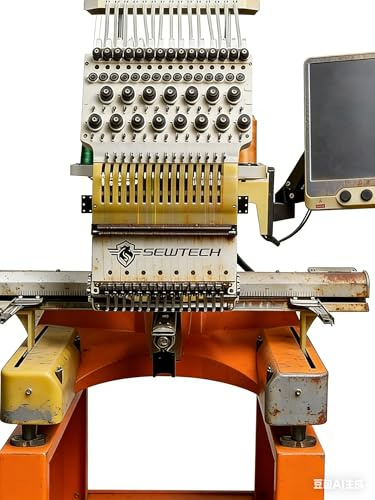 SEWTECH ST-1501 Einkopf-Stickmaschine mit 15 Nadeln, 400 × 600 mm große Reifenfläche, 1200 Stiche/Min, 10-Zoll-LCD, WiFi/USB-Dateiübertragung, für Mützen, Hemden und Logos