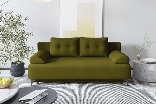 99rooms Fiora Couch Schlafsofa Sofa Velours Kronos Limette