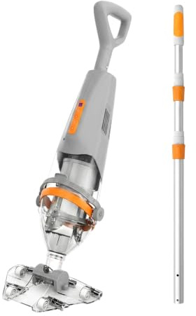 Aspirateur de Piscine sans Fil avec Télécommande sans Fil, Balai Aspirateur Piscine Rechargeable 4200 L/H, 75 Min d'Autonomie, Bac Rigide, Portée Maximale 235 cm, pour Piscines Hors Sol, et Spas