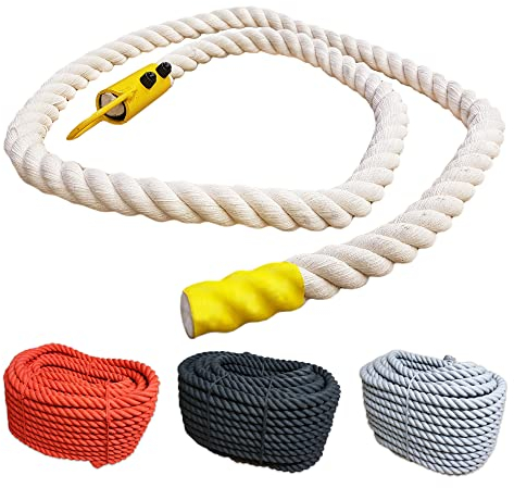 NiroSport Klettertau Kinder 0,5-7m / Kletterseil aus 100% Baumwolle, 25mm Durchmesser/Kletterseil Kinder Outdoor & Indoor 3-litzig gedreht/Strick Seil als Klettergerüst Zubehör