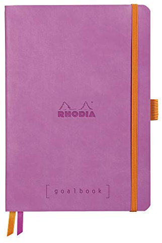 Rhodia 117771C Notizheft Goalbook (DIN A5, 14,8 x 21 cm, kariert, praktisch und trendige, mit weichem Deckel, 90g, elfenbeinfarbigem Papier, 120 Blatt, Gummizug, Lesezeichen) 1 Stück, lila