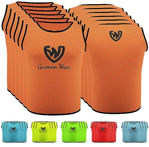 German Wear Training Leibchen (6er-Set) - 6X Fußball Trainingsleibchen - Multifarbige Trainingswesten | Fussball Leibchen Kinder & Leibchen Erwachsene | Orange - M