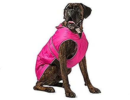 Ancol Muddy Paws All Weather Stormguard Dog Puppy Coat Pink - Waterproof Pet Jacket with Fleece Lining and Chest Protector - Elasticated Neck and Leg Straps - 70 cm Length up to 98 cm Girth - XXL