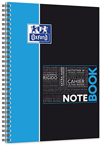 Oxford 400100820 Notizbuch, Spiralbindung, Studenten, 17,6 x 25 cm, 160 Seiten, liniert, 7 mm, zufällige Farbauswahl
