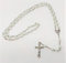 JRose Collections Long White Glass 8mm Catholic Rosary Beads with Our Lady Center for Prayer and Fasting - Perfect Crucifix Necklace for Men, Women & Kids, Beaded Necklace for a Unique Catholic Gift