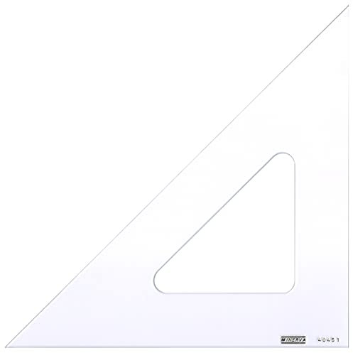 MINERVA Zeichendreieck, Geodreieck, Winkel 45°, 40 cm Kant, Gerader Kant, transparent