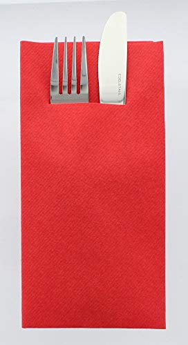 Mank Airlaid Besteckservietten Uni | 40 x 40 cm | 1/8-Falz | Premium Einweg-Serviette | saugstark | Basic | 75 Stück (Rot)