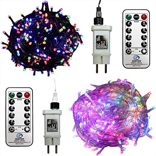 Gartenpirat LED Lichterkette - 38 m 480 LEDs multicolor Kabelfarbe transparent - mit Fernbedienung Timer Dimmbar 8 Programme - Innen & Außen