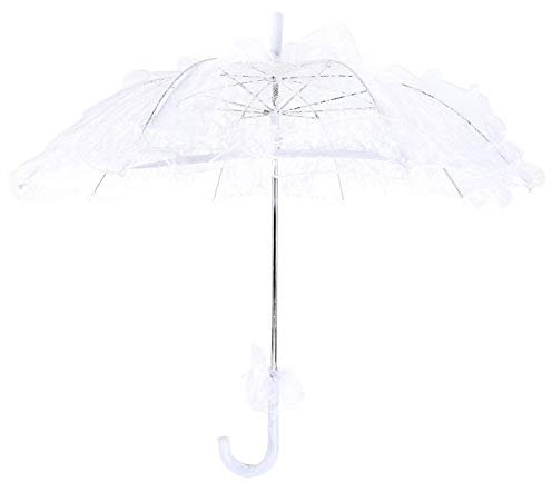 Parapluie de mariée en dentelle, élégant dentelle brodée mariage parapluie nuptiale parasol, accessoire de costume de dame romantique vintage pour les fêtes de mariage danse accessoire(blanche)