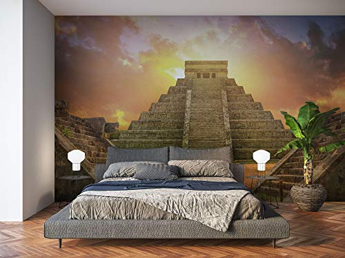 Oedim Vinyl Fototapete Pyramide in Yucatan | Wandbild | Wandbild | Dekorative Vinyl | 200 x 150 cm | Dekoration für Esszimmer, Wohnzimmer, Zimmer
