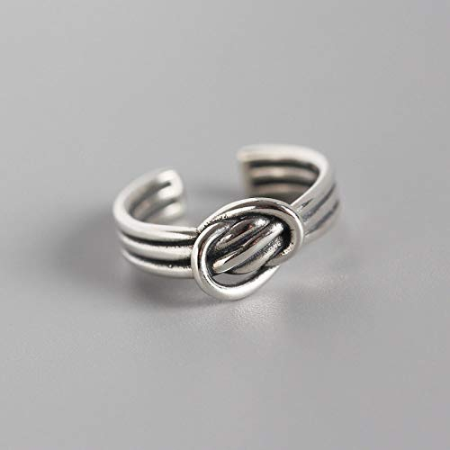 LCDIUDIU Einstellbare Ring Frauen,S925 Sterling Silber Retro Linie Geometrischen Knoten Charm Verstellbar Open Knuckle Schwanzring Finger Joint Zehenring Schmuck Für Frauen Mädchen Geschenk Hochze