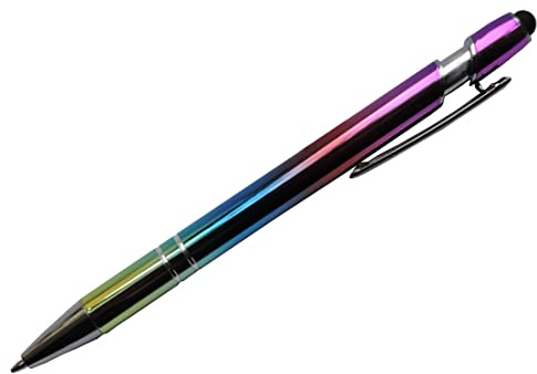 Eleganter Kugelschreiber Rainbow Soft-Touchpen für Handy oder Tablet mit SOFORTGRAVUR + VORSCHAU: Gravur (1 Vorname) bis zu 11 Zeichen inklusive + Geschenkverpackung