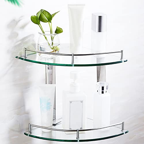 NaMaSyo Eckregal Glasregal Bad Duschregal,6mm Ecke Dusche Ablage Duschregal Glas Duschablage Badezimmer Wandregal perfekt geeignet als Badablage/Glasablage für Badezimmer