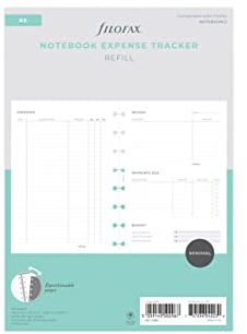 Filofax Einlage Expense Tracker Notebook Refill - A5, White, 132861