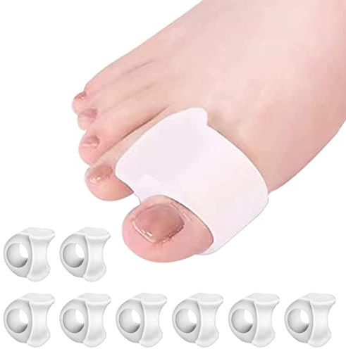 Aulese 8 Stück Zehenspreizer, Gel Zehenstrecker Kleiner Zeh, Silikon Zehentrenner für Bunion und Hammerzehen, Hallux Valgus Korrektur Relief Druck und Schmerzen (Weiß-L)