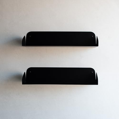 MILUKA Wandregal Schwarz 60 cm | Bücherregal Wand, Bücher Regal Hängend | Floating Bookshelf als Schwebendes Bücherregal, Büro Regal Wand Deko Unsichtbares Bücherregal kleines | 2er Set Regal Schwarz