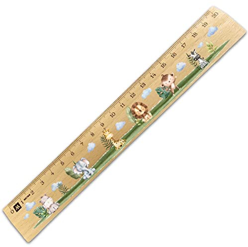 GRAVURZEILE Lineal zur Einschulung im Tiere Design - 20 cm Holz Lineal - Geschenk für den Schulanfang oder zur Schuleinführung - für Jungen und Mädchen
