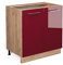 Vicco Spülenunterschrank Fame-Line, Bordeaux Hochglanz/Goldkraft Eiche, 80 cm mit Regal, ohne Arbeitsplatte