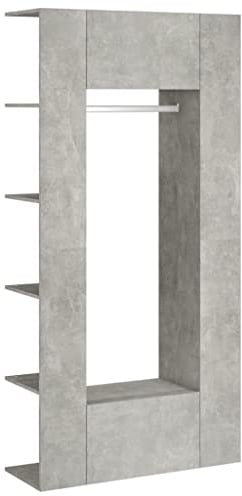 vidaXL 2X Flurschrank Kleiderschrank Garderobenschrank Dielenschrank Garderobe Flurgarderobe mit Regalen Kleiderstangen Fächern Betongrau Holzwerkstoff