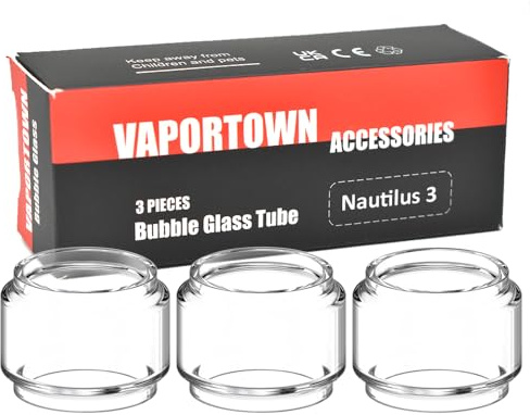 Vaportown Ersatzglas kompatibel mit Aspire Nautilus 3 Verdampfer Glas Bulb Pyrex Ersatz für Aspire Zelos 3 Kit Bubble Glass Tank (3 Stück)