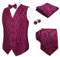 Alizeal Set di 5 gilet da uomo in jacquard Paisley, 185-nero+rosa caldo, L