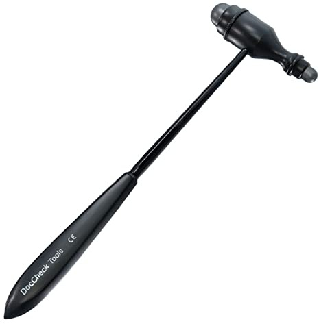 DocCheck Martello catarifrangente Klopp dopo consolatore – manico in metallo, punta neurologica per riflessi di allungamento e pelle, testa di martello pesante, facile disinfezione, disponibile in