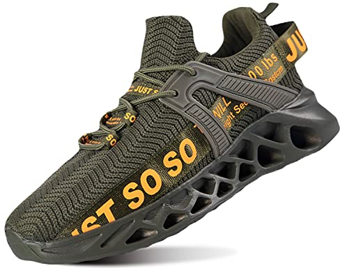 QDCFY Barfußschuhe Herren Minimalistische Traillaufschuhe Fitnessschuhe Laufschuhe Atmungsaktiv rutschfest Weich Leicht Sneak Grün 47EU