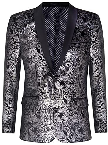 Veste de Smoking en Velours Noir Cachemire Argenté Classique pour Homme Blazer sur Mesure