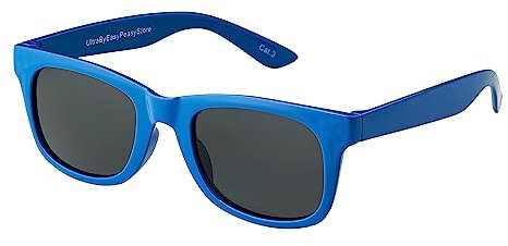 Ultra Dark Blue with Black Lenses Kids Sunglasses - UV400 Protection Retro Classic Style Shades for Boys & Girls with Carry Pouch and Glasses Cloth