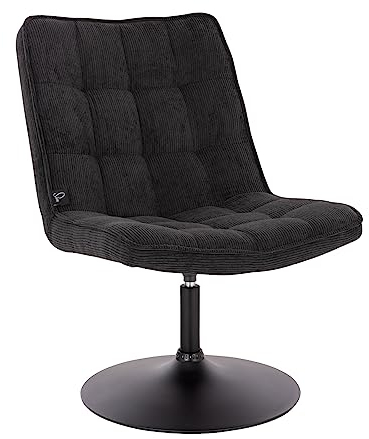 SVITA Henry Loungestuhl Polsterstuhl Drehsessel Drehfuß Loungesessel Cord Schwarz