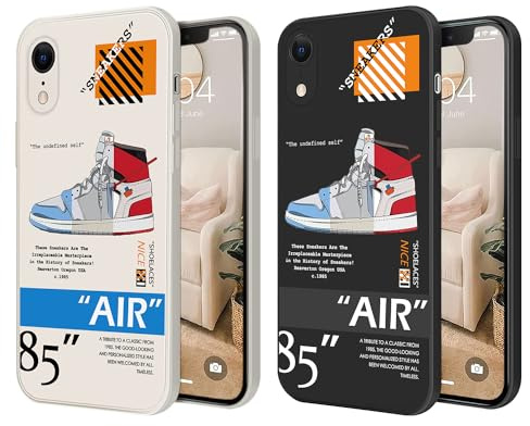 YIHOINGLSS 2 Pack Cool Shoes Compatible with iPhone XR Case,Sports Design Slim TPU Case with Camera Protection,Boys Girls Black and White 6.1inch