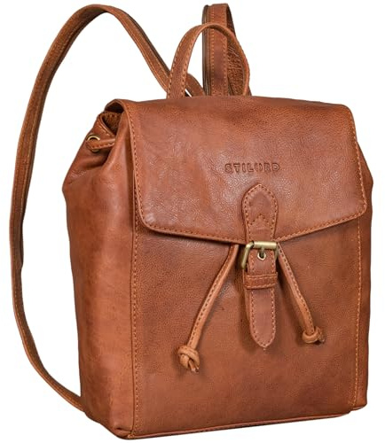 STILORD Alice Leder Cityrucksack Damen Klein mit Kordelzug Rucksack Damen Echtleder Kleiner Damenrucksack Leder 2-in-1 Rucksackhandtasche Sling Bag für Alltag & Stadt Farbe:arona - braun