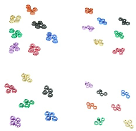 Muttern M5 M6 Aluminium 5mm 6mm DIN 934 6923 Flansch blau rot schwarz gold grün orange lila eloxiert, Farbauswahl:DIN 934 - Lila eloxiert, Abmessung & Menge:M5-25er Pack