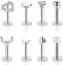 Gojewen 8stk Lippenpiercing Labret Stecker 6mm Edestahl 16G Piercing Helix Tragus Cartilage Medusa Lippe Silber Herz Stern