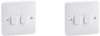 Schneider Electric Lisse White Moulded - Double 2 Way Light Switch, 10AX, GGBL1022S, White (Pack of 2)