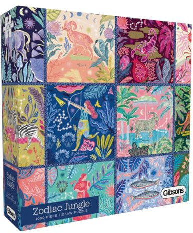 Gibsons Zodiac Jungle | 1000 Piece Jigsaw Puzzle | Astrological Diagram 12 Beautiful Artworks | Sustainable Jigsaw Puzzle for Adults | Premium 100% Recycled Board | Great Gift | Gibsons Games