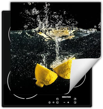 DarHaus Plaque de protection pour plaque induction, tapis de protection pour plaque vitrocéramique 50x52 cm - noir - citron