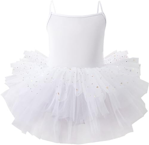 AIEOE Tutu Tanzkleid Klassisches Mädchen Ballett Trikot für Kinder Baumwolltrikot Ärmellos (Schritt Mit Knopf) 1-8 Jahre