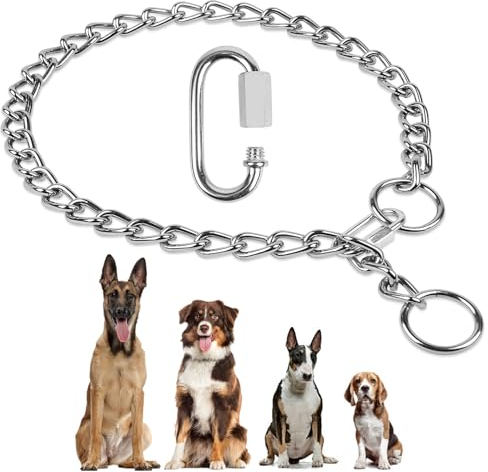 AUAUY Kettenhundkragen, Edelstahl Hundehalskette, Verstellbare Hunde Halsband mit Verbindungsverschluss, Hunde Kette zum Hundetraining, Halskette P-Kettenkragen für Hunden (L: 60 cm, Ø 3,5 mm)