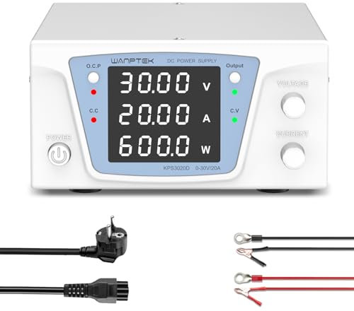 WANPTEK POWER Fuente de Alimentacion regulable Regulable 30V 20A 600W, Fuente de Alimentación Laboratorio de Alta Potencia con Protección OCP/OUTPUT/Controlador Codificador